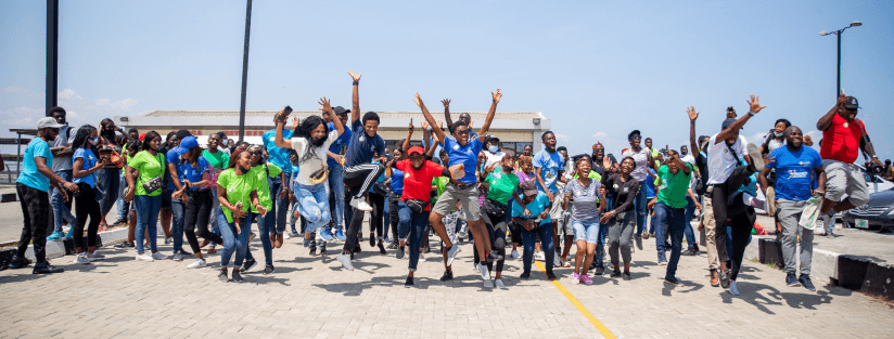 group of people celebrating